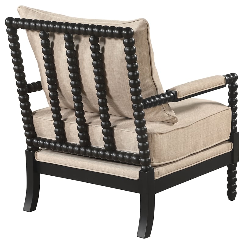 Coaster Blanchett Upholstered Bobbin Accent Chair Beige and Black