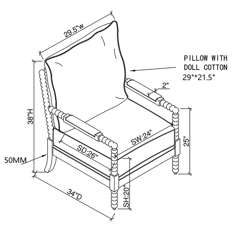 Coaster Blanchett Upholstered Bobbin Accent Chair Beige and Black