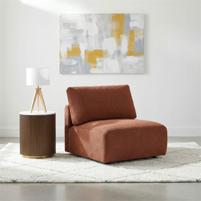 Coaster Elysia Chenille Upholstered Modular Armless Chair in Coral