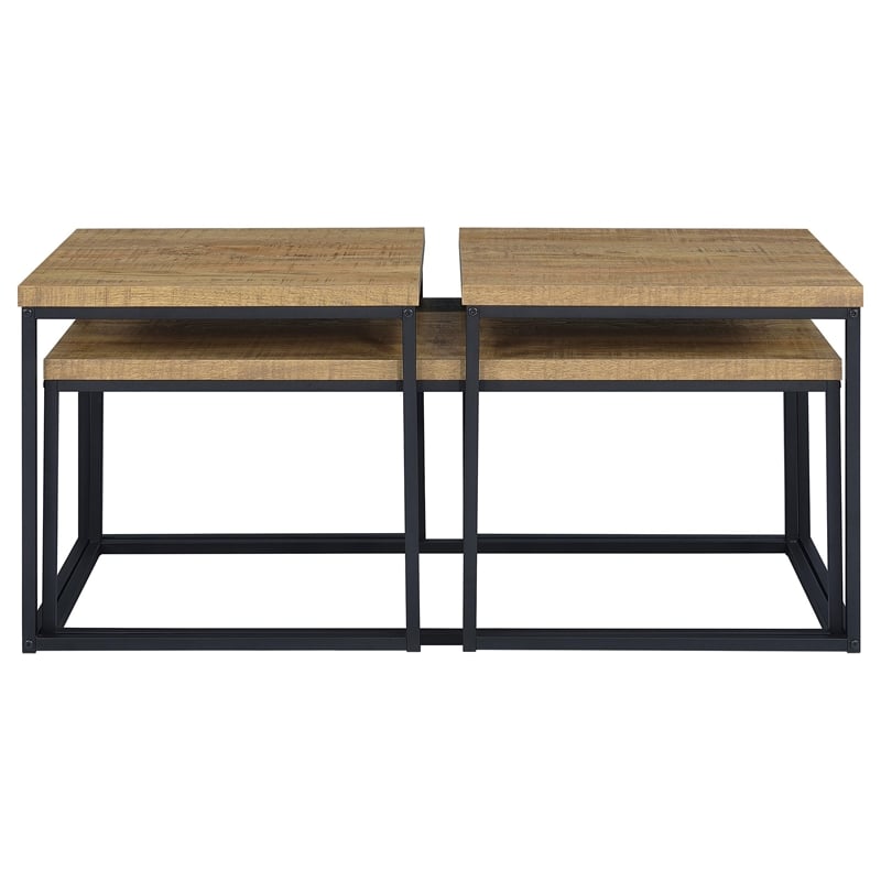 Coaster Straden 3-piece Engineered Wood Coffee Table Set in Mango and Black