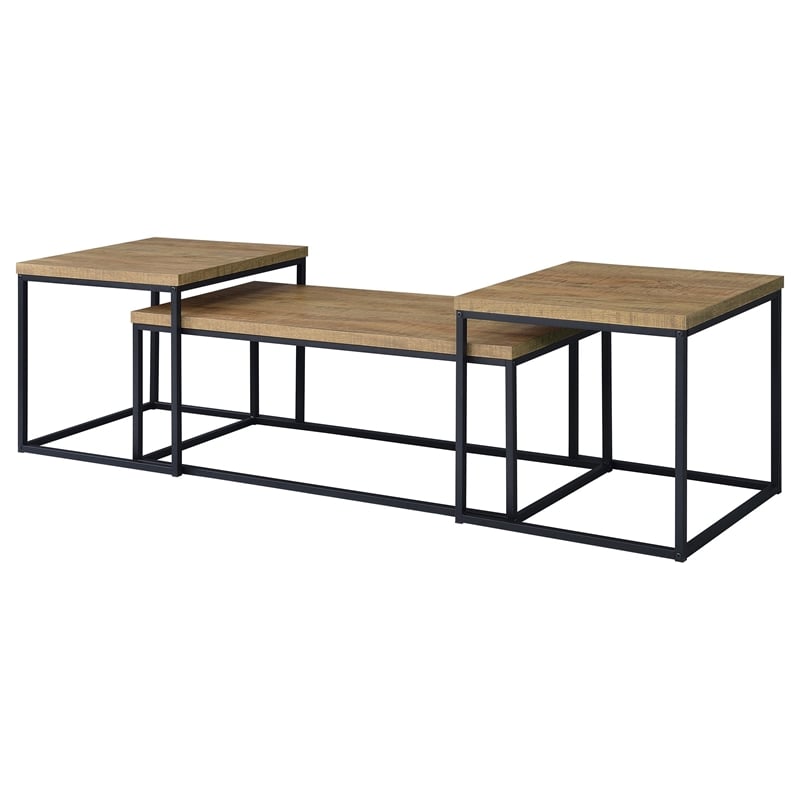 Coaster Straden 3-piece Engineered Wood Coffee Table Set in Mango and Black