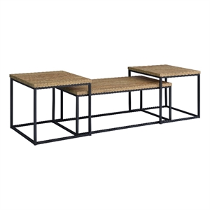 Coaster Straden 3-piece Engineered Wood Coffee Table Set in Mango and Black