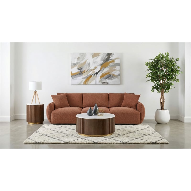 Coaster Elysia Chenille Upholstered Modular Lounge Sofa in Coral