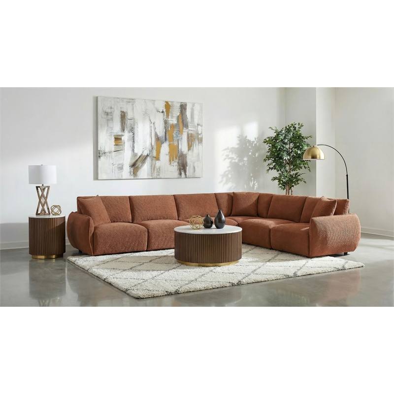Coaster Elysia 6-piece Chenille Upholstered Modular Sectional Sofa in Coral