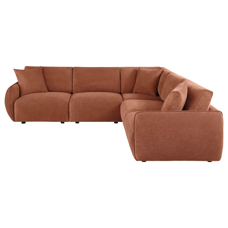 Coaster Elysia 5-piece Chenille Upholstered Modular Sectional Sofa in Coral
