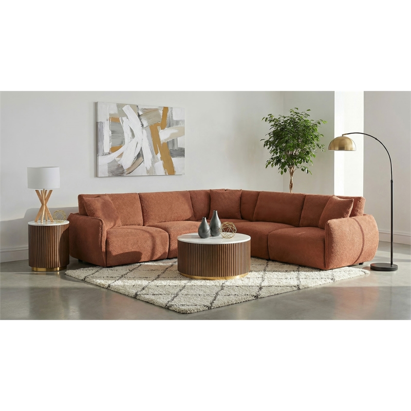 Coaster Elysia 5-piece Chenille Upholstered Modular Sectional Sofa in Coral