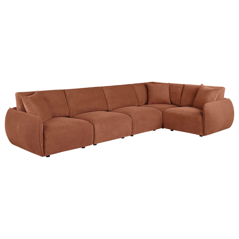 Coaster Elysia 5-piece Chenille Upholstered Modular Sectional Sofa in Coral