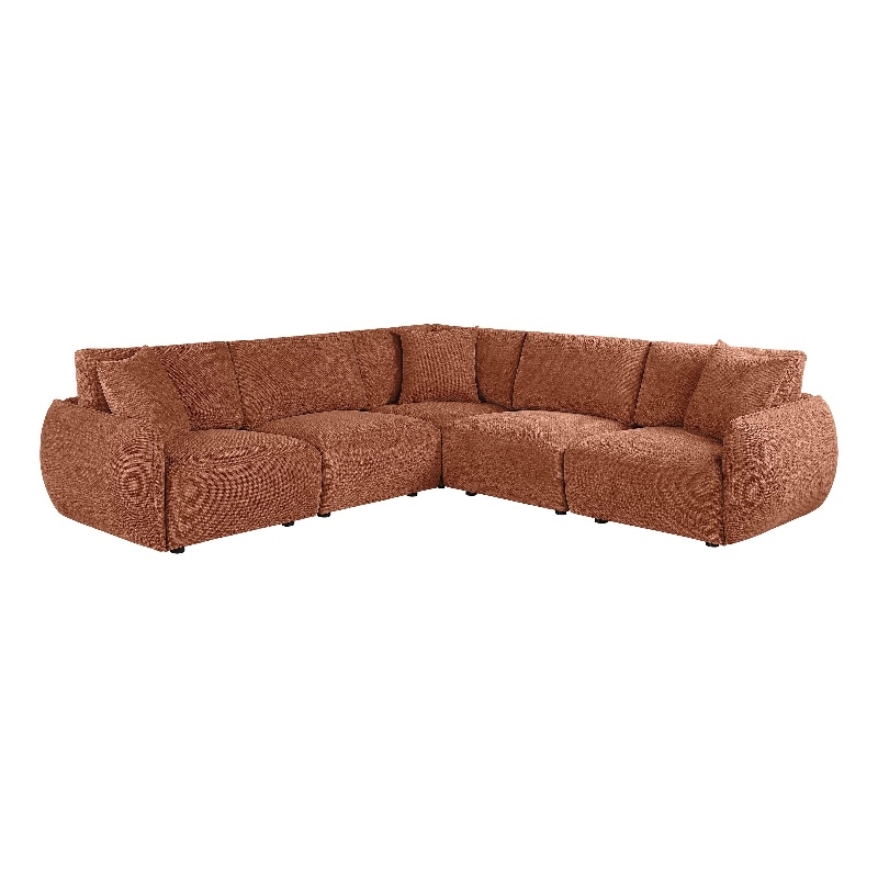 Coaster Elysia 5-piece Chenille Upholstered Modular Sectional Sofa in Coral