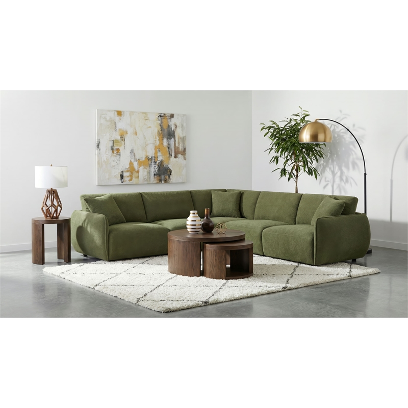 Coaster Elysia 5-piece Chenille Upholstered Modular Sectional Sofa in Green