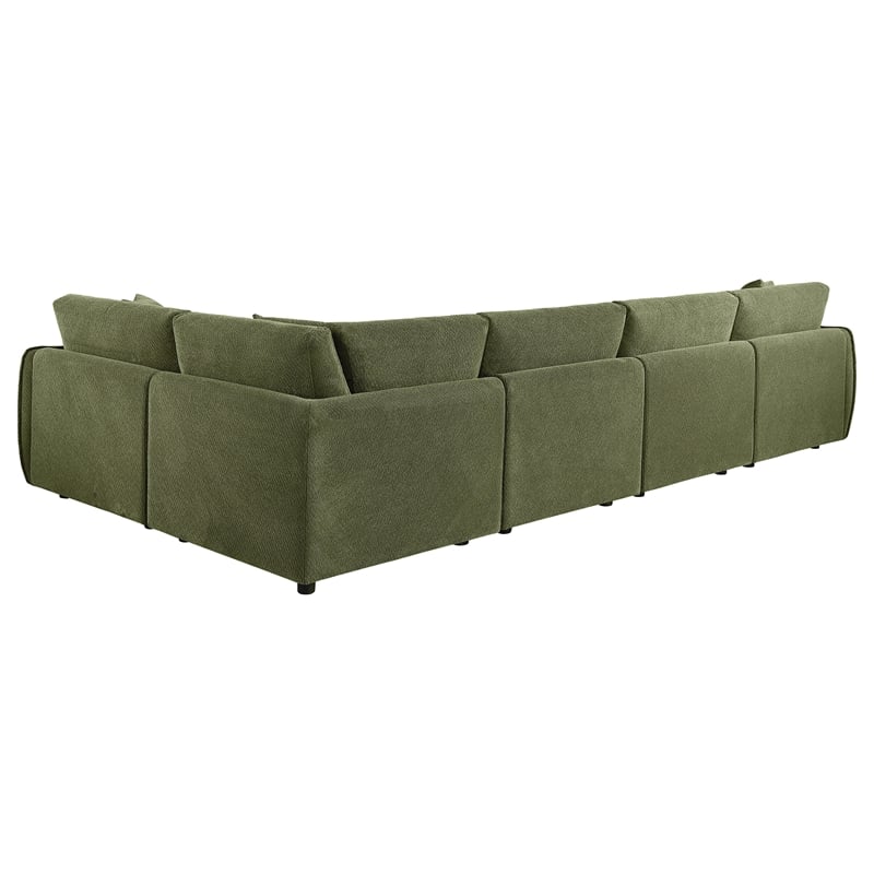 Coaster Elysia 5-piece Chenille Upholstered Modular Sectional Sofa in Green