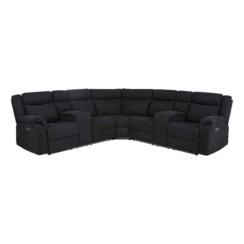 Coaster Hagen Upholstered Power Reclining Sectional Sofa in Steel Gray