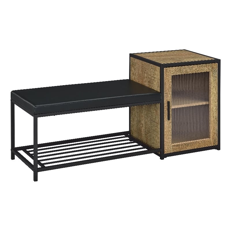 Coaster Martino Shoe Storage Entryway Bench with Cabinet in Brown and Black