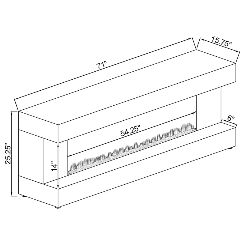 Coaster Mallory TV Stand Fireplace Console Bluetooth Speaker in White High Gloss