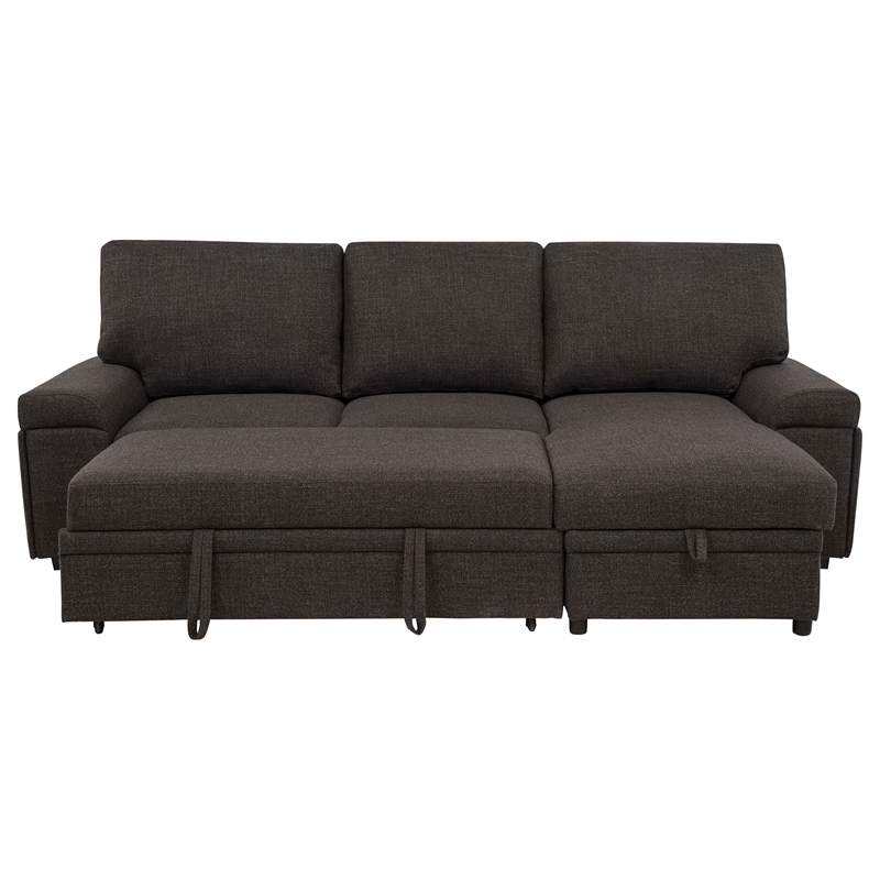 Coaster Demko Sleeper Sectional Sofa with Speaker and Storage Chaise in Brown