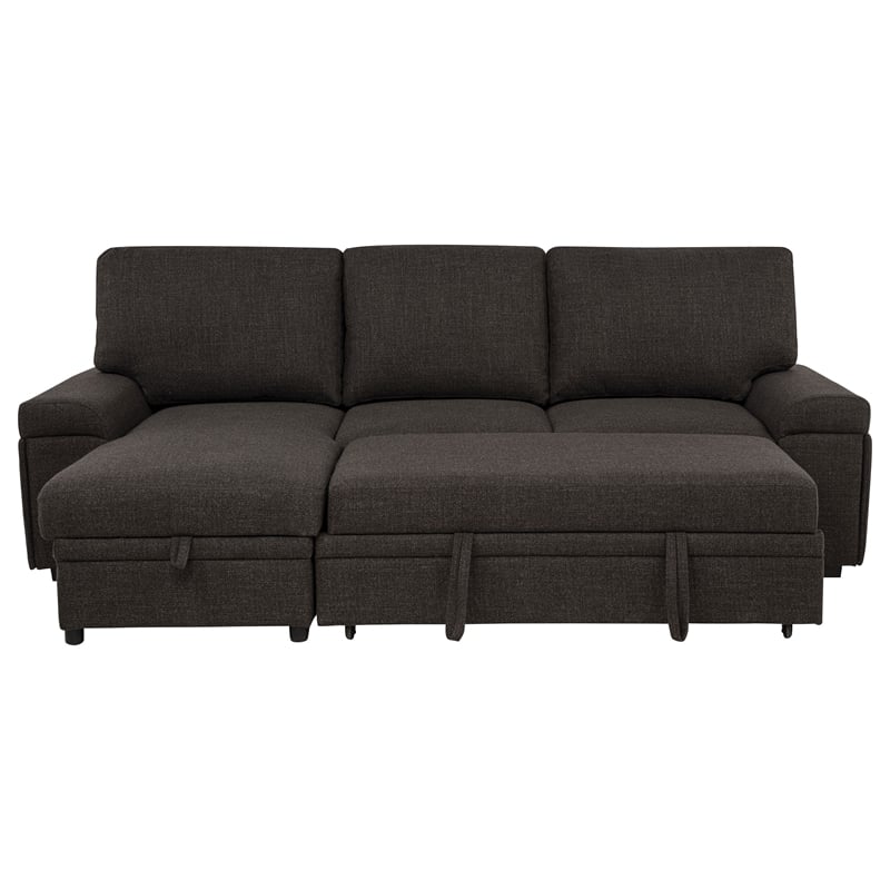 Coaster Demko Sleeper Sectional Sofa with Speaker and Storage Chaise in Brown