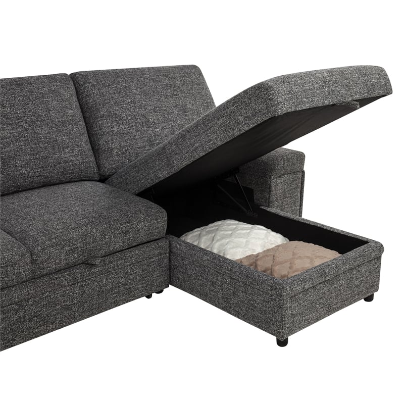 Coaster Demko Sleeper Sectional Sofa with Speaker and Storage Chaise in Gray