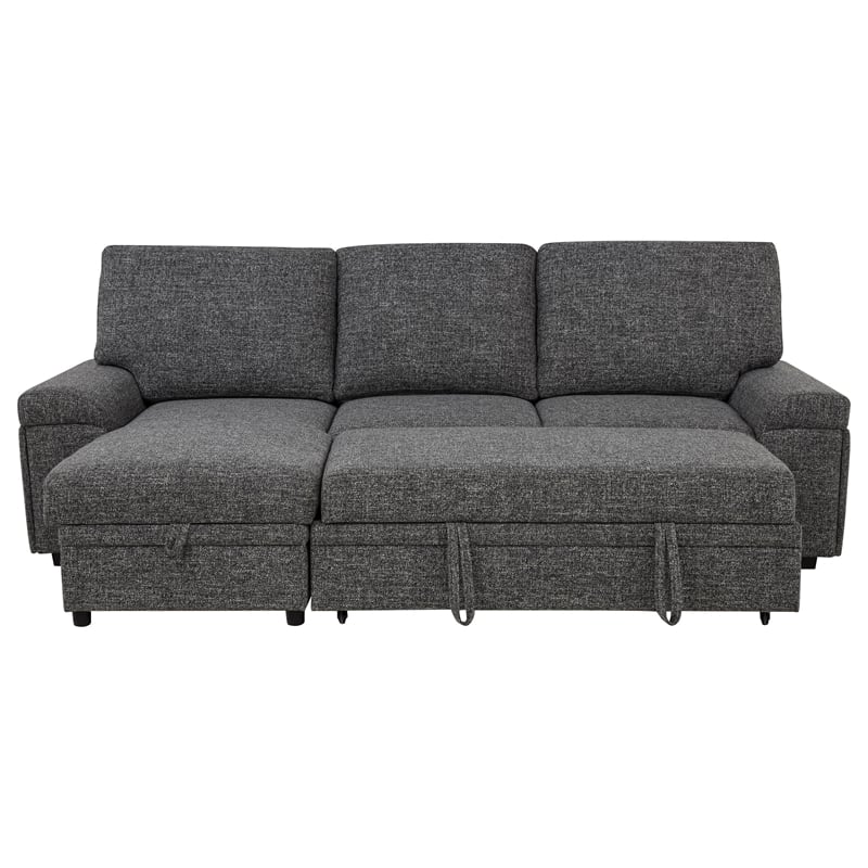 Coaster Demko Sleeper Sectional Sofa with Speaker and Storage Chaise in Gray