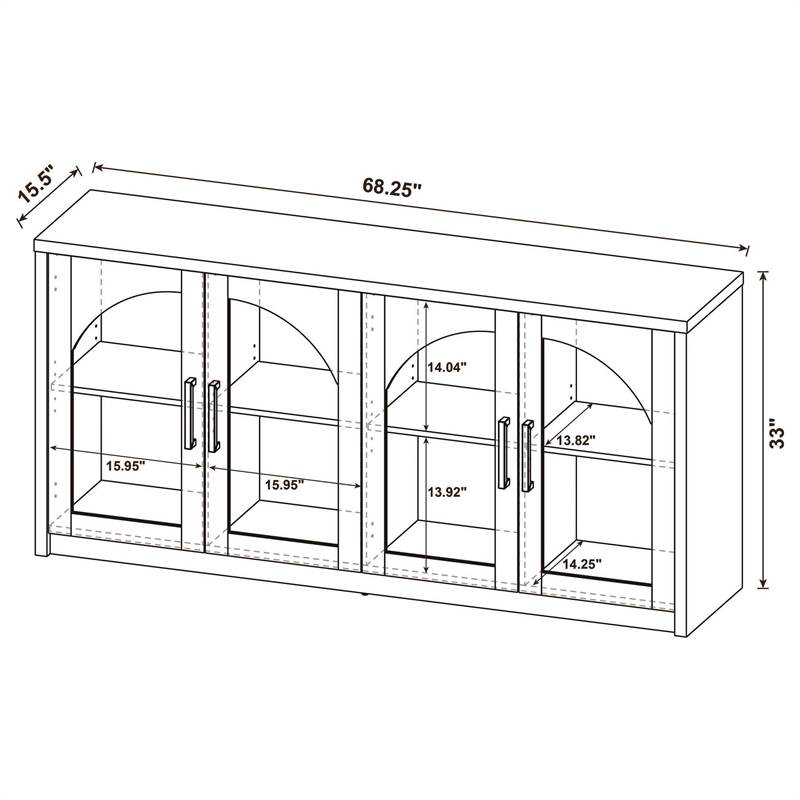 Coaster Riva 4-door Engineered Wood Dining Sideboard Buffet Storage in Black