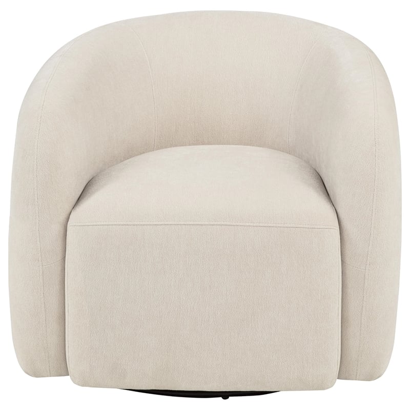 Coaster Gerley Faux Sherpa Chenille Upholstered Swivel Accent Chair in Beige