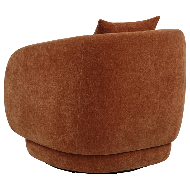 Coaster Arnaud Chenille Upholstered Swivel Accent Chair in Burnt Orange