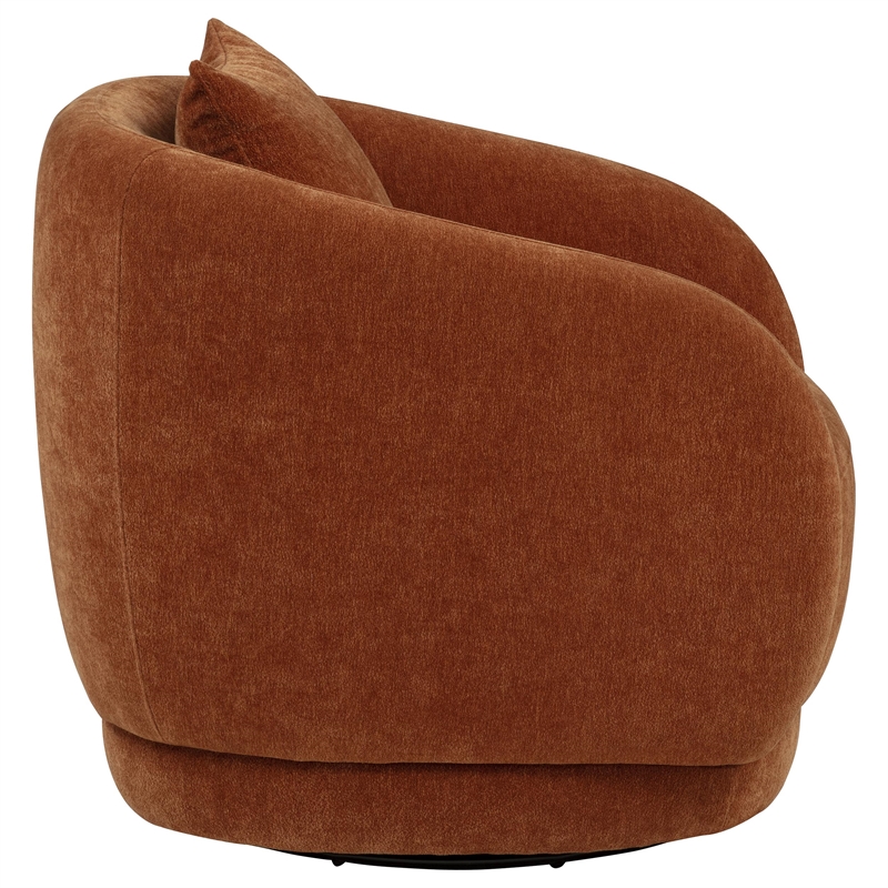 Coaster Arnaud Chenille Upholstered Swivel Accent Chair in Burnt Orange