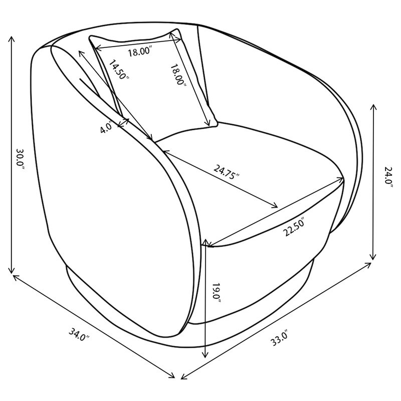 Coaster Arnaud Chenille Upholstered Swivel Accent Chair in Burnt Orange