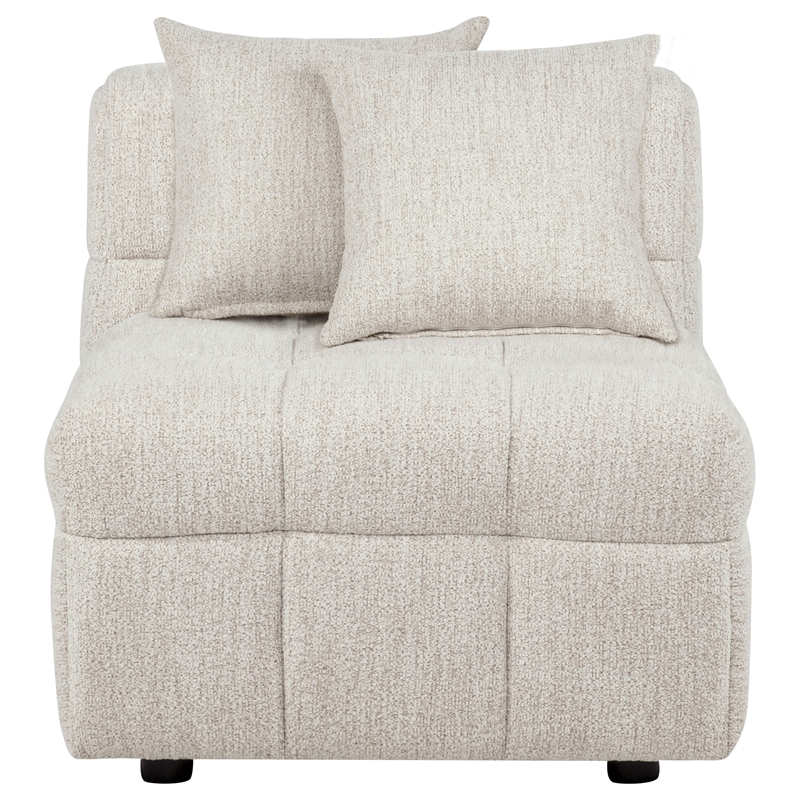 Coaster Amara Armless Tufted Chenille Chair with Black Legs in Ivory