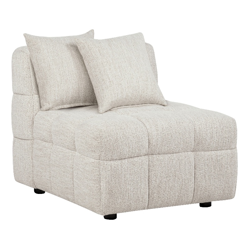 Coaster Amara Armless Tufted Chenille Chair with Black Legs in Ivory