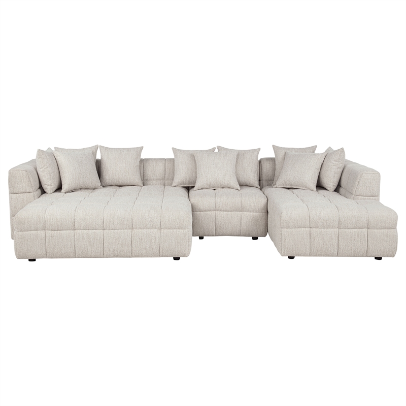 Coaster Amara 4-Piece Tufted Chenille Sectional Sofa with Black Legs in Ivory