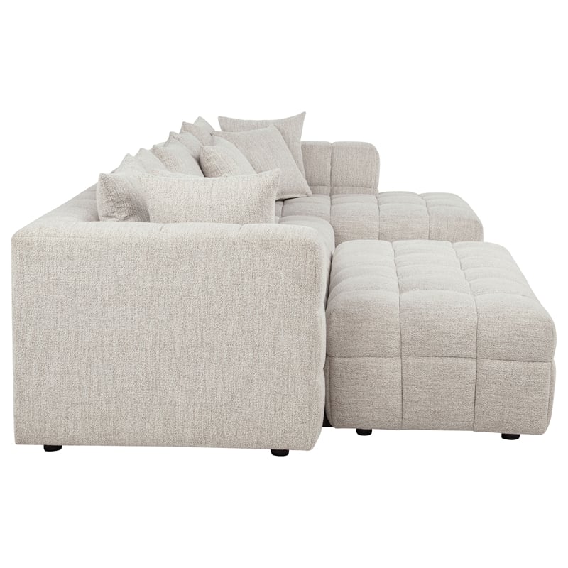 Coaster Amara 4-Piece Tufted Chenille Sectional Sofa with Black Legs in Ivory