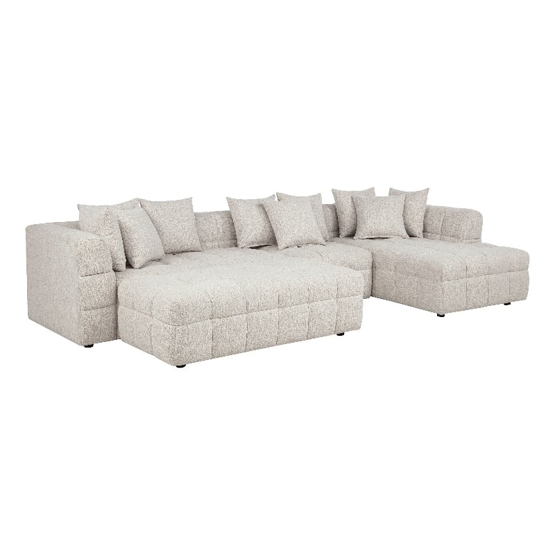 Coaster Amara 4-Piece Tufted Chenille Sectional Sofa with Black Legs in Ivory