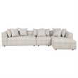 Coaster Amara 3-Piece Tufted Fabric Sectional Sofa with Black Legs in Ivory