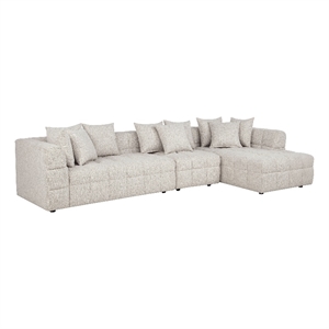 Coaster Amara 3-Piece Tufted Fabric Sectional Sofa with Black Legs in Ivory
