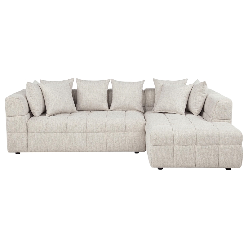 Coaster Amara 2-Piece Tufted Chenille Sectional Sofa with Black Legs in Ivory