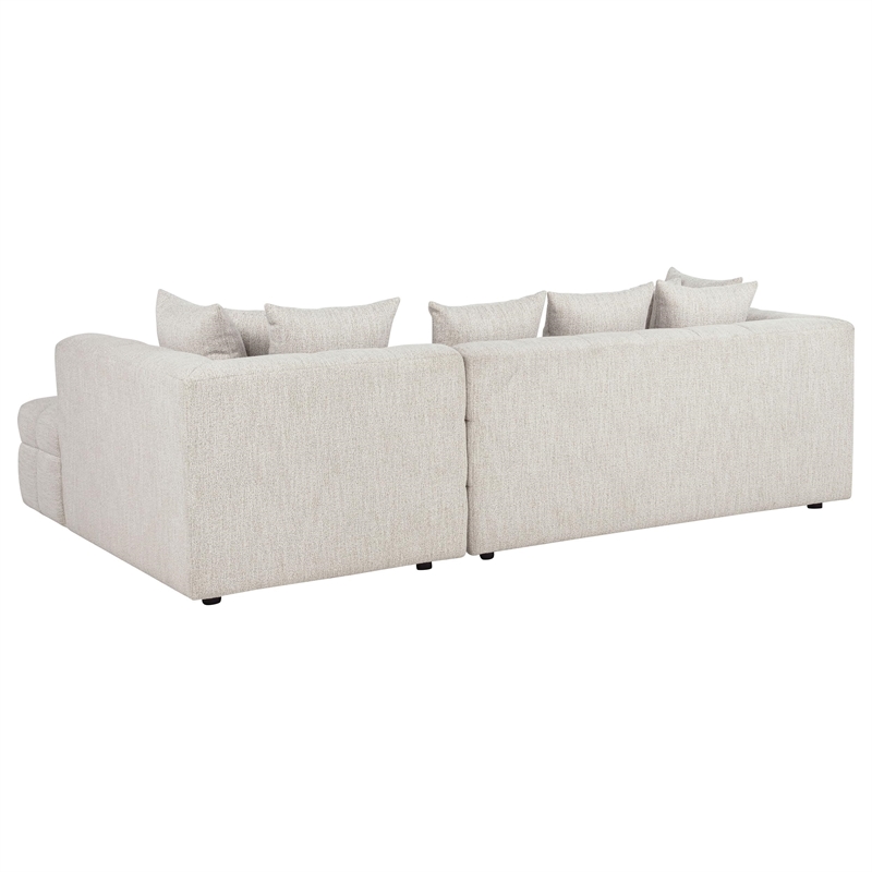 Coaster Amara 2-Piece Tufted Chenille Sectional Sofa with Black Legs in Ivory