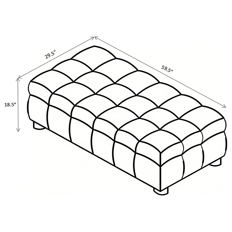 Coaster Amara Tufted Fabric Ottoman with Black Legs in Ivory