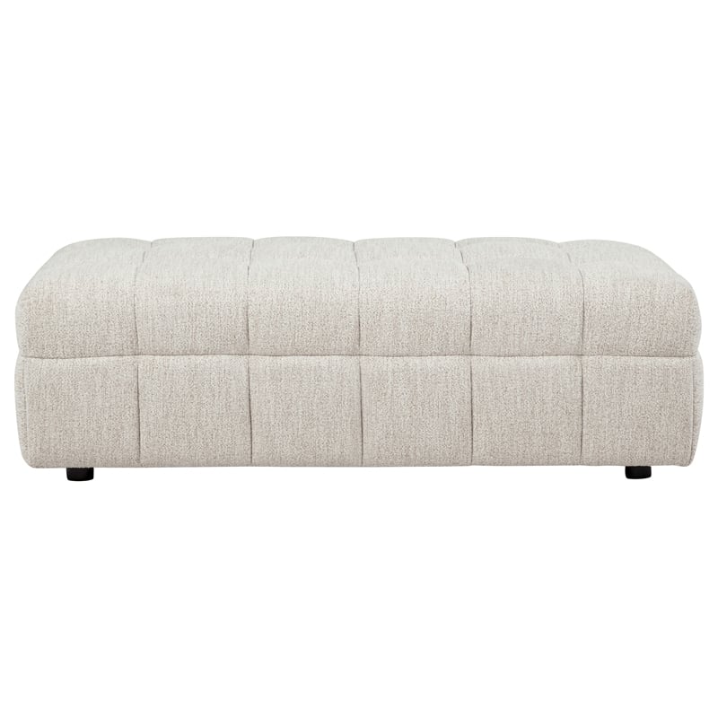 Coaster Amara Tufted Fabric Ottoman with Black Legs in Ivory