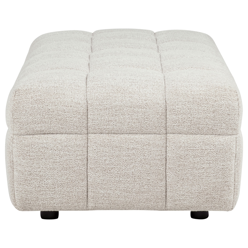 Coaster Amara Tufted Fabric Ottoman with Black Legs in Ivory