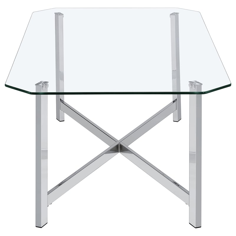 Coaster Cronin Tempered Glass Top Metal Base Cocktail Coffee Table in Chrome