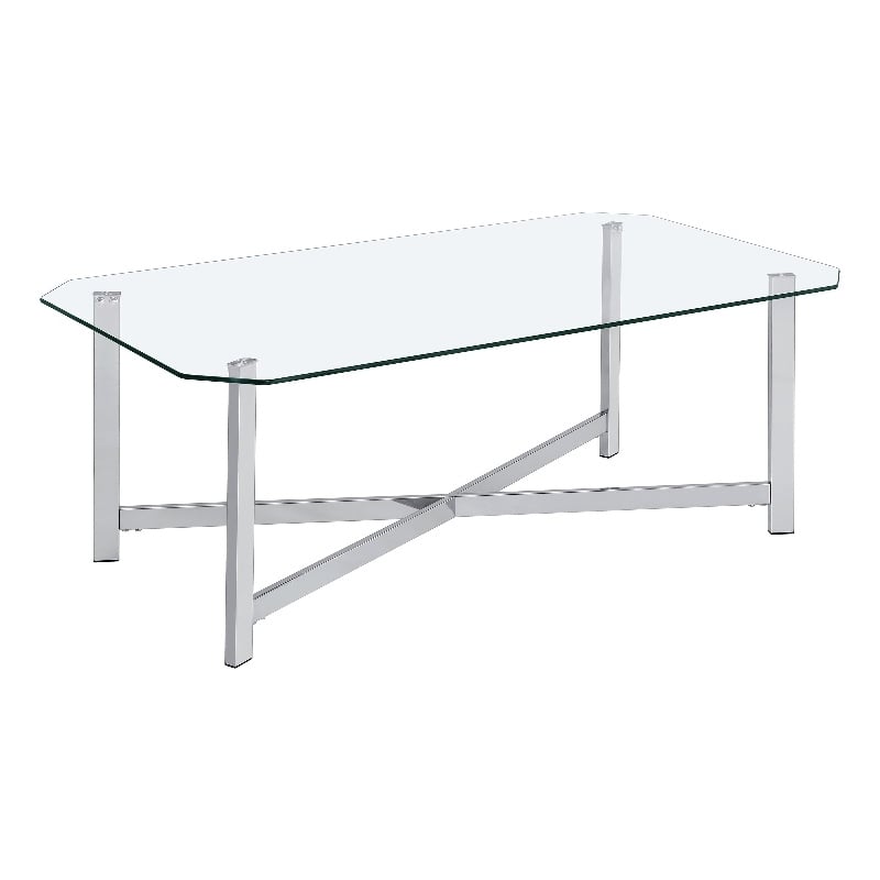 Coaster Cronin Tempered Glass Top Metal Base Cocktail Coffee Table in Chrome