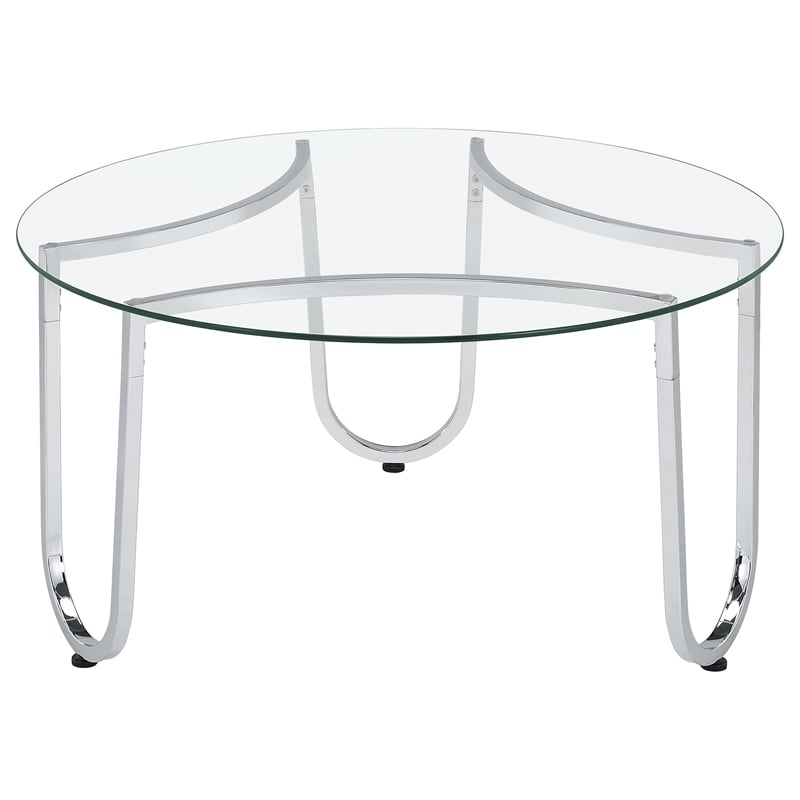 Coaster Beller Tempered Glass Top Metal Frame Cocktail Coffee Table in Chrome