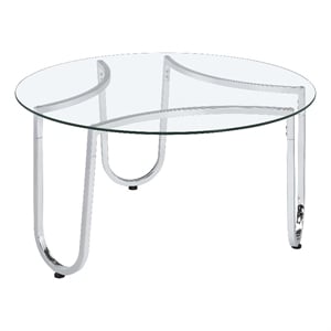 Coaster Beller Round Tempered Glass Top Metal Base Cocktail Coffee Table in Chrome