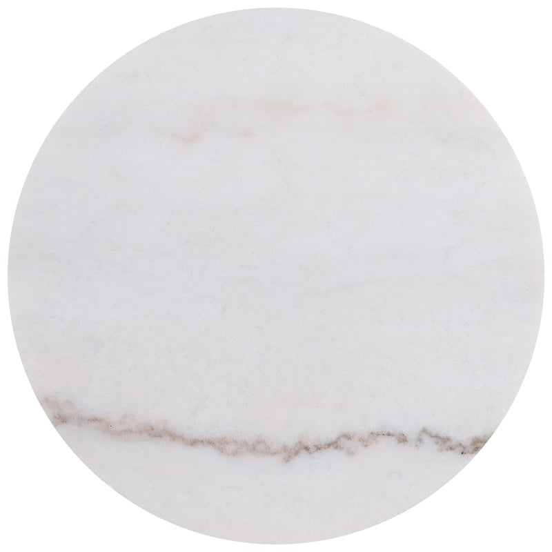 Coaster Jason Round White Marble Top Drum Base Side End Table in Honey Brown