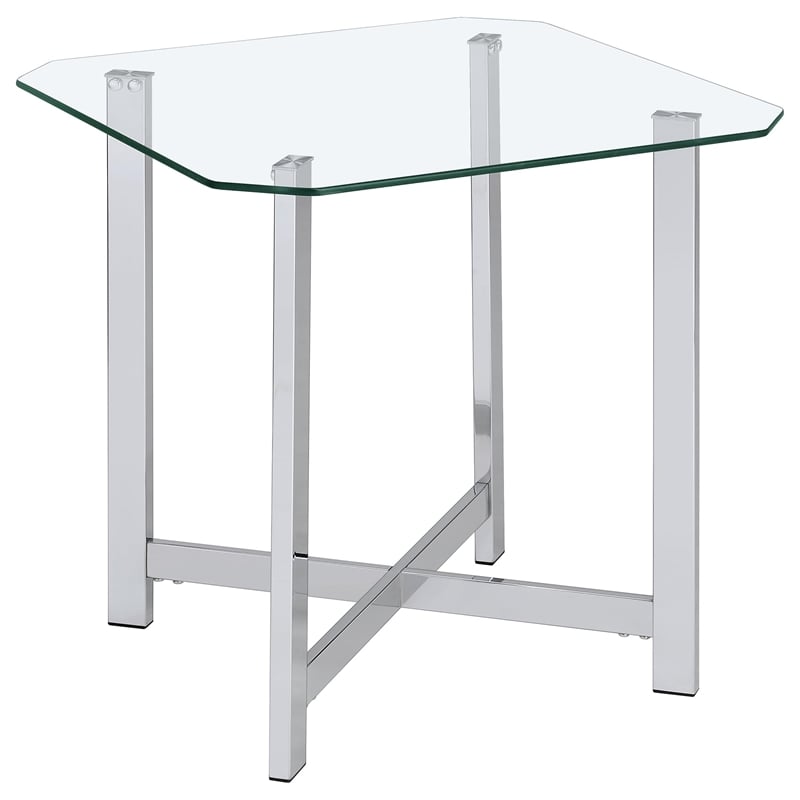 Coaster Cronin 3-piece Tempered Glass Top Metal Base Coffee Table Set in Chrome