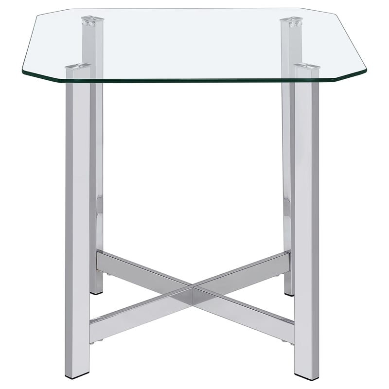 Coaster Cronin 3-piece Tempered Glass Top Metal Base Coffee Table Set in Chrome
