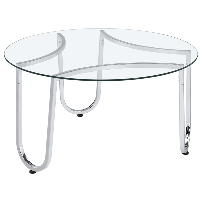 Coaster Beller 3-piece Tempered Glass Top Metal Frame Coffee Table Set in Chrome