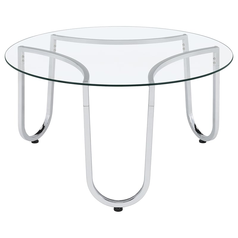 Coaster Beller 3-piece Tempered Glass Top Metal Frame Coffee Table Set in Chrome