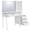 Coaster Souza 5-Drawer Makeup Vanity Table With LED Mirror in White High Gloss