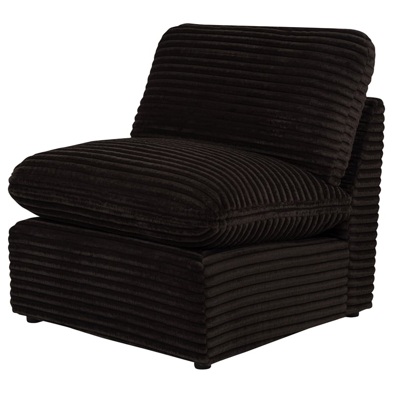Coaster Collins Modular Upholstery Fabric Corduroy Armless Chair in Brown