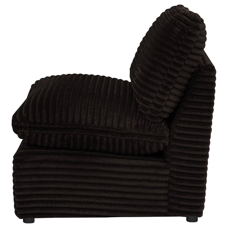 Coaster Collins Modular Upholstery Fabric Corduroy Armless Chair in Brown